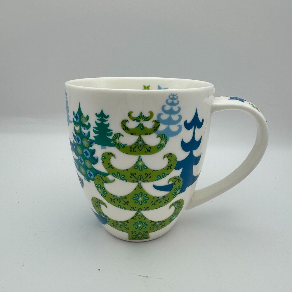 2006 Starbucks Holiday Coffee Mug Christmas Trees Snowflakes 17oz Vintage